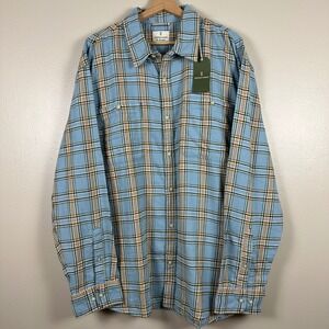 Mutual Weave Men's XXL Button Down Shirt Light Blue Plaid Long Sleeve Cotton NWT
